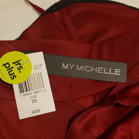 Jrs Plus Burgundy Strapless Gown with Crystal Accents Size20 - Picture 5 of 5